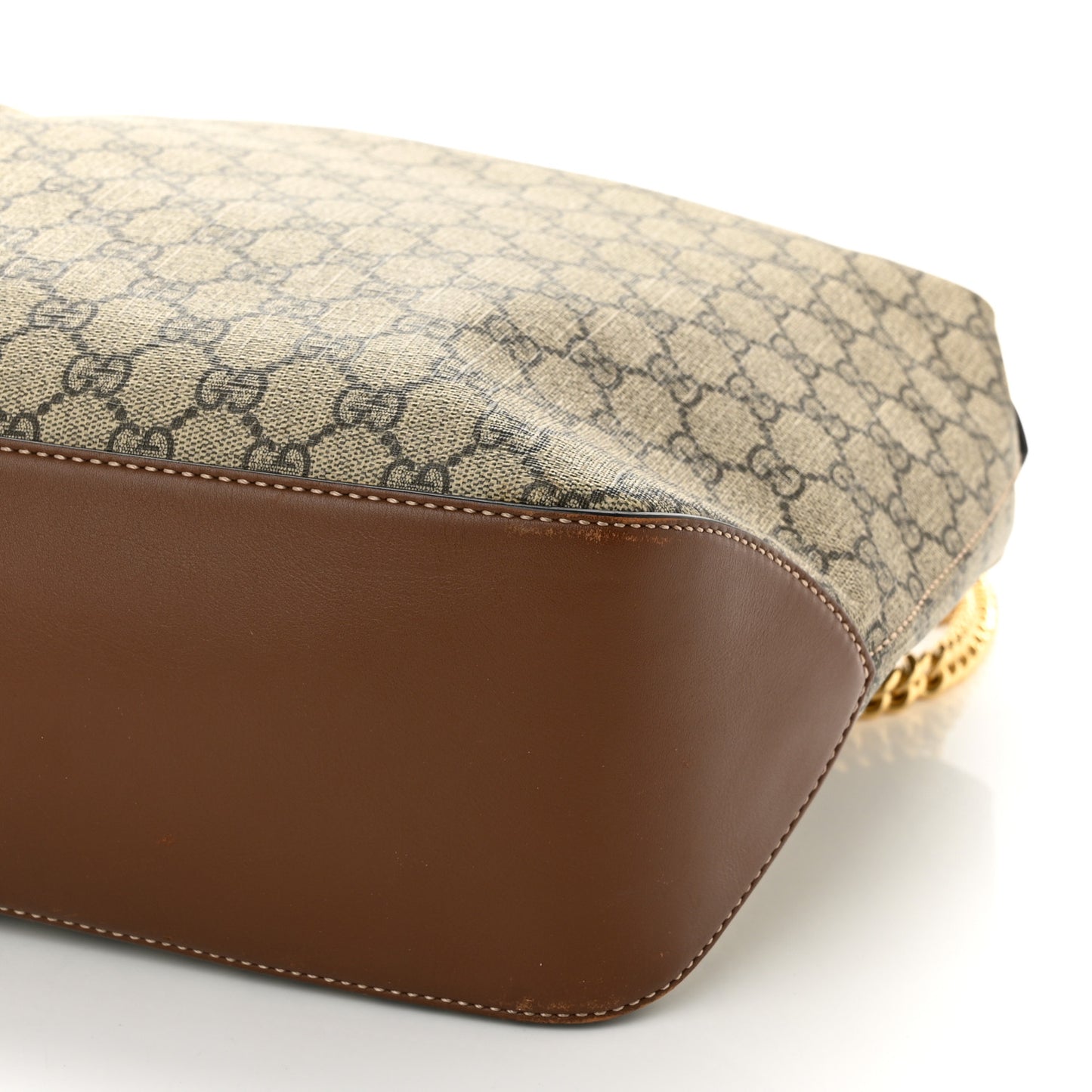 GG Supreme Monogram Large Linea A Hobo Light Brown