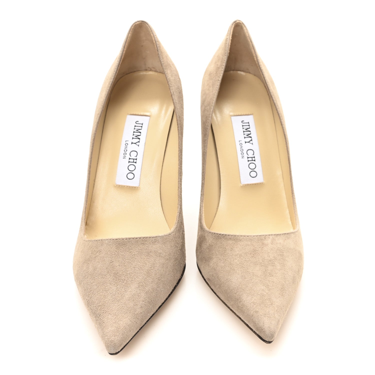 Jimmy Choo Suede Pointy Toe Romy Pumps 35.5 Stone 1837085