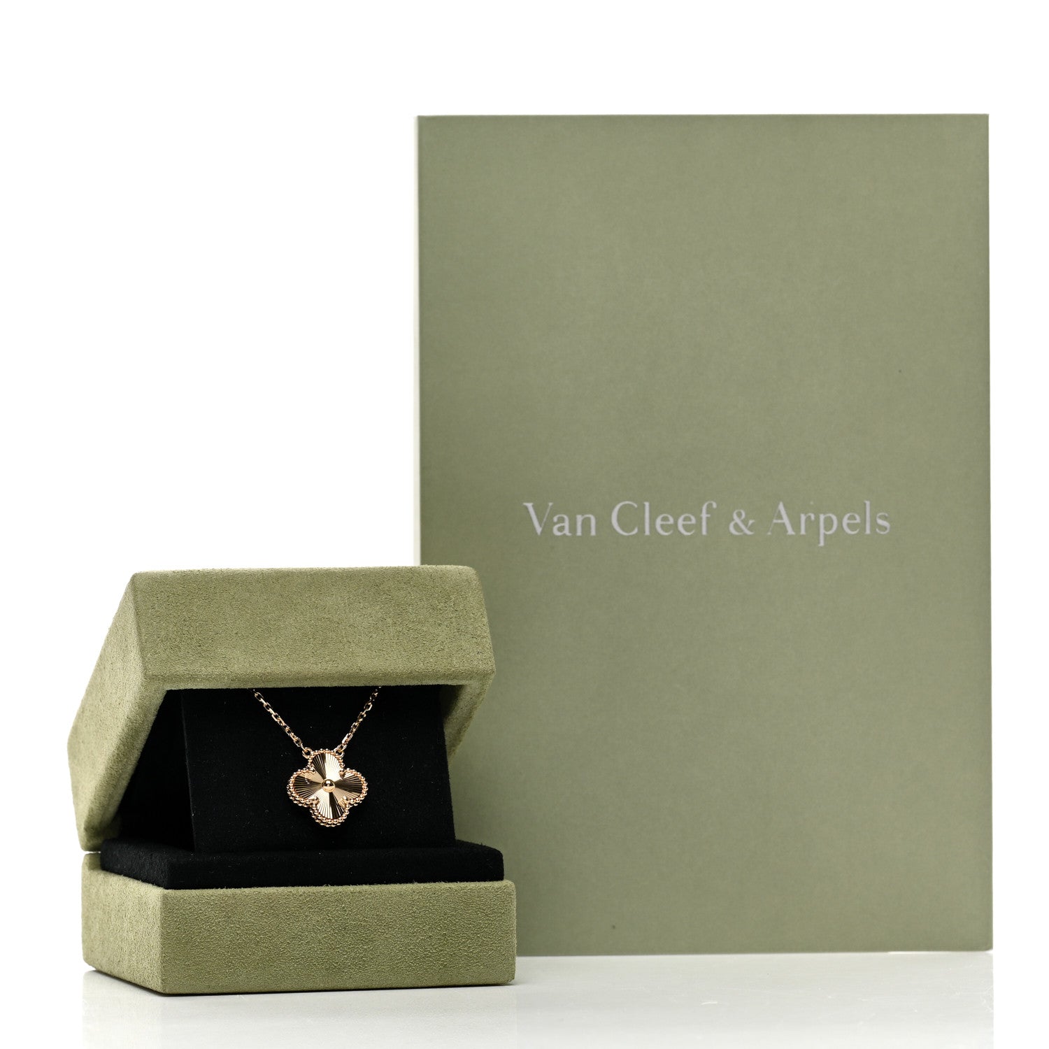 Van Cleef & Arpels 18K Yellow Gold Guilloche Vintage Alhambra Pendant Necklace 6 of 6