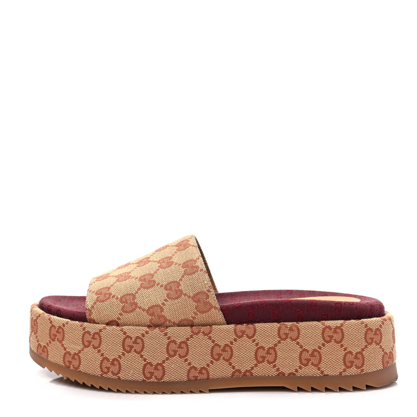 Canvas GG Monogram Angelina Platform Slide Sandals 39.5 Beige Ruggine
