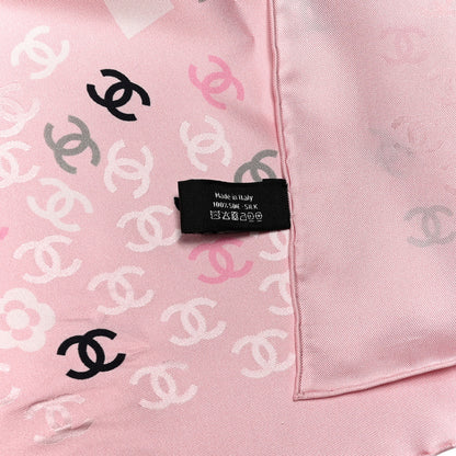 Chanel Silk CC Logo Scarf Pink Ecru Black 3 of 4