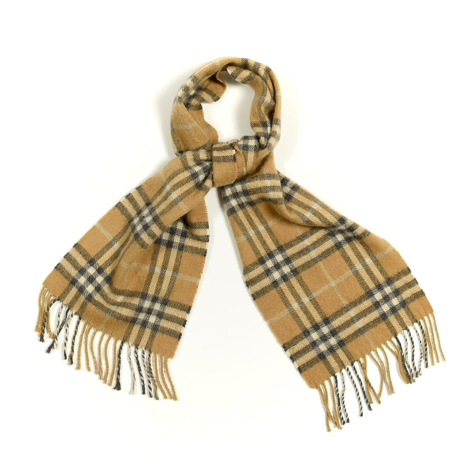 Burberry Cashmere House Check Fringe Scarf Beige 1 of 3