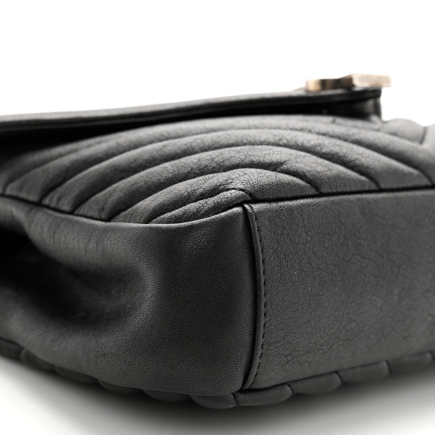 Saint Laurent Sheepskin Matelasse Chevron Monogram Medium College Bag Black 10 of 13