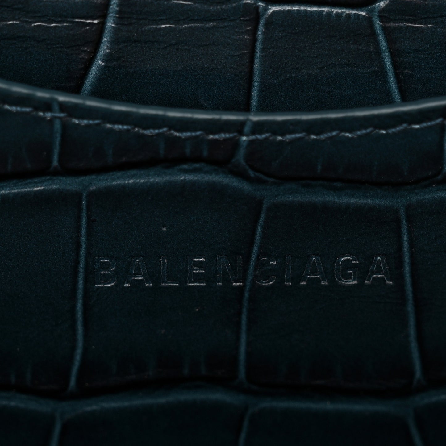Extra Supple Calfskin Crocodile Embossed Neo Gold Hardware XS City Denim Blue