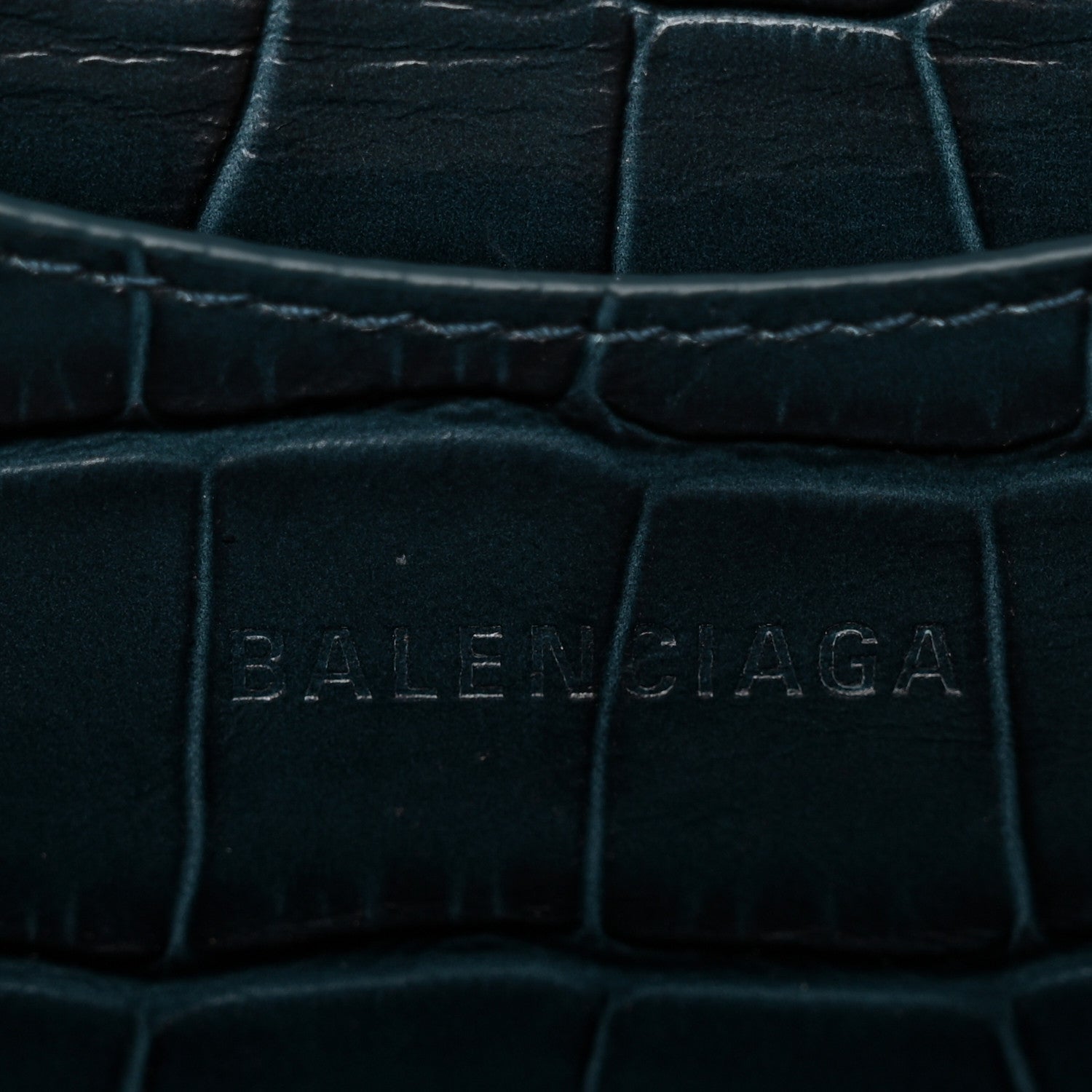 Balenciaga Extra Supple Calfskin Crocodile Embossed Neo Gold Hardware XS City Denim Blue 5 of 9