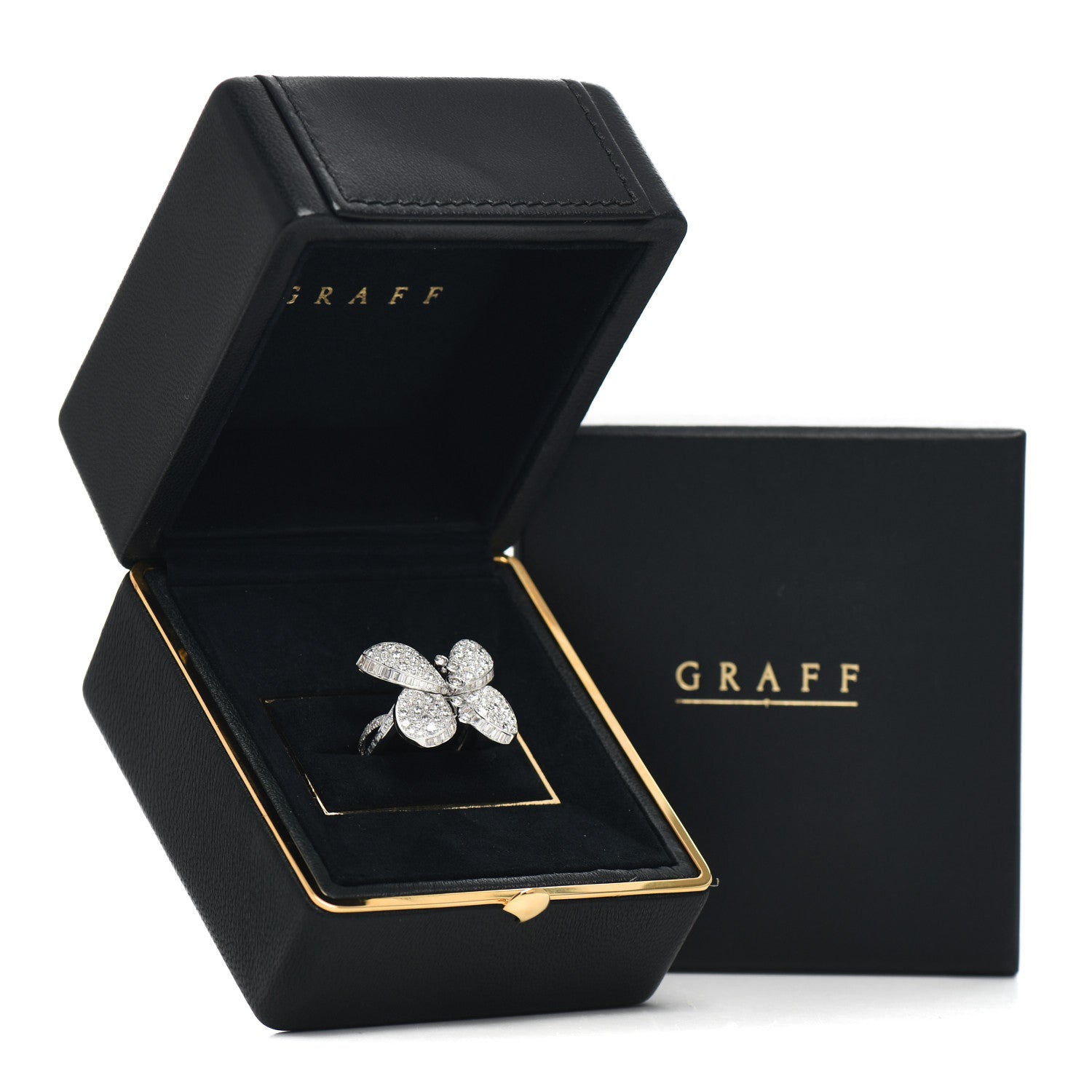 Graff 18K White Gold Diamond Princess Butterfly Ring 49 5 6 of 6