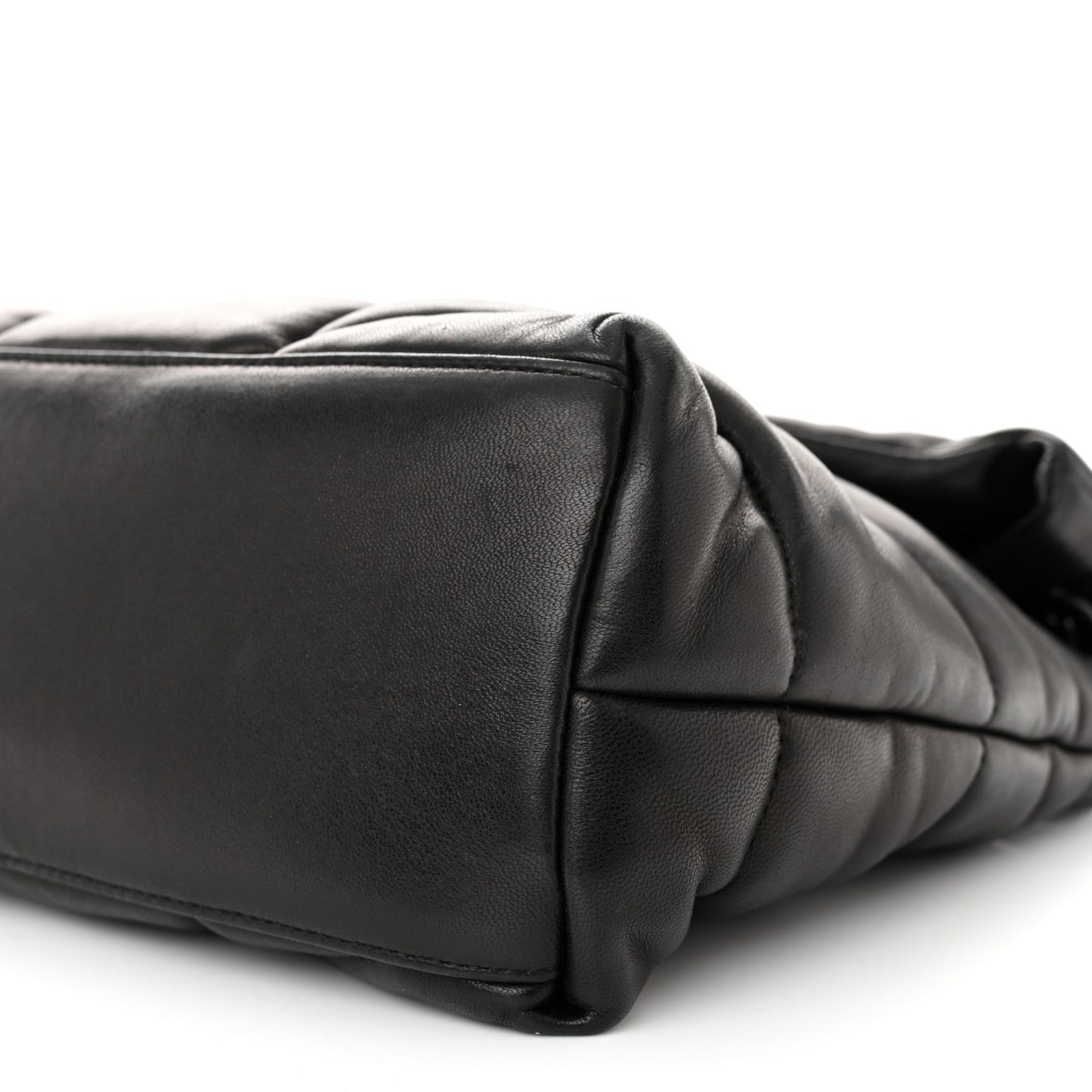 Lambskin Quilted Monogram Monochrome Medium Loulou Puffer Chain Satchel Black