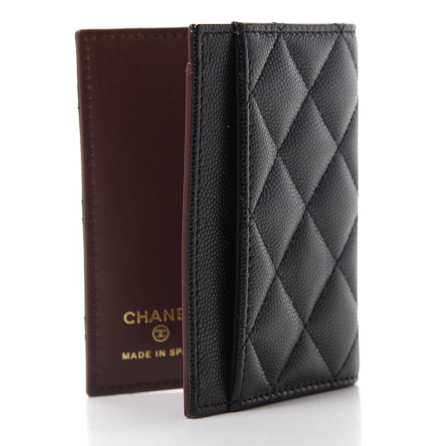 Caviar Quilted Card Holder Wallet Black
