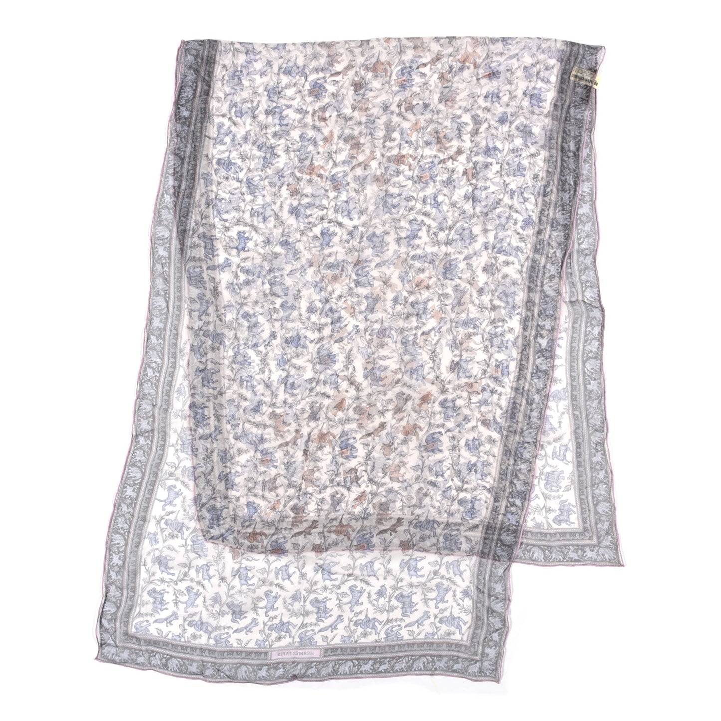 Silk Mousseline Chasse En Inde Stole Rose The Bleu Jean Mauve