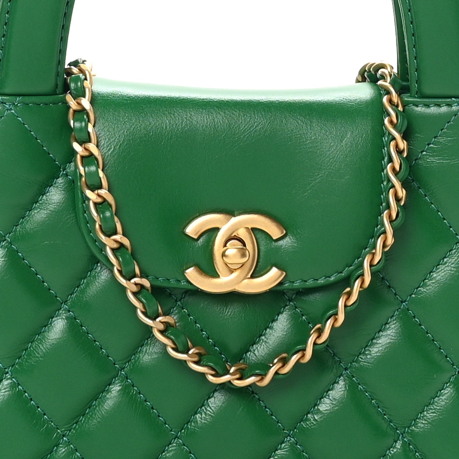 Chanel Shiny Aged Calfskin Quilted Nano Kelly Shopper Green 8 of 11