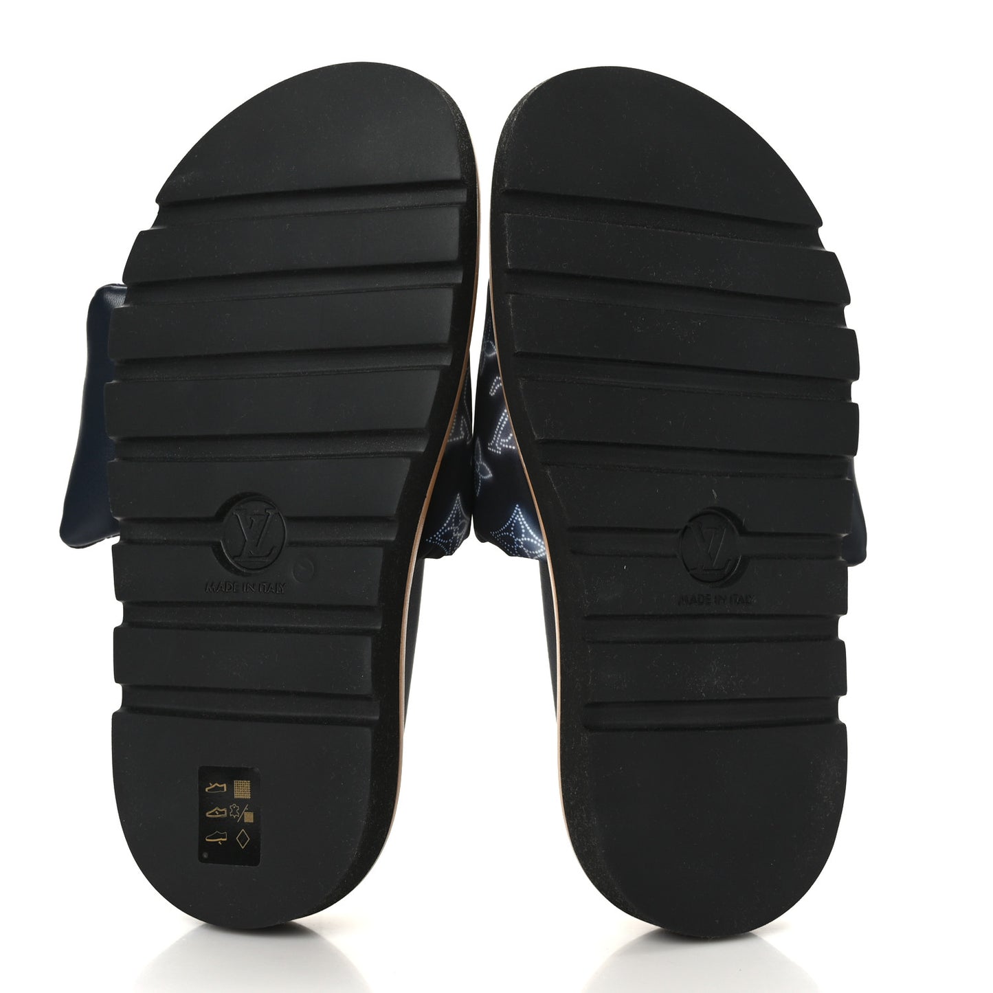 Nylon Monogram Womens Pool Pillow Comfort Mules 37 Navy Blue