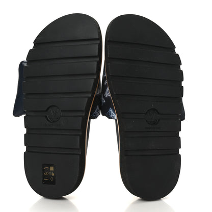 Louis Vuitton Nylon Monogram Womens Pool Pillow Comfort Mules 37 Navy Blue 5 of 8