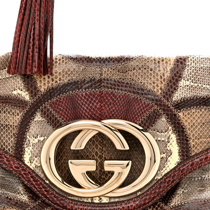 Gucci Snakeskin Medium Britt Tassel Shoulder Bag Red Multicolor 8 of 13