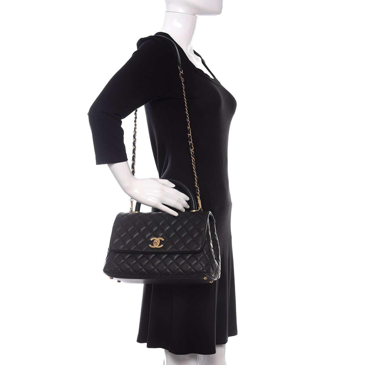 Chanel Caviar Quilted Small Coco Handle Flap Black 2 of 11