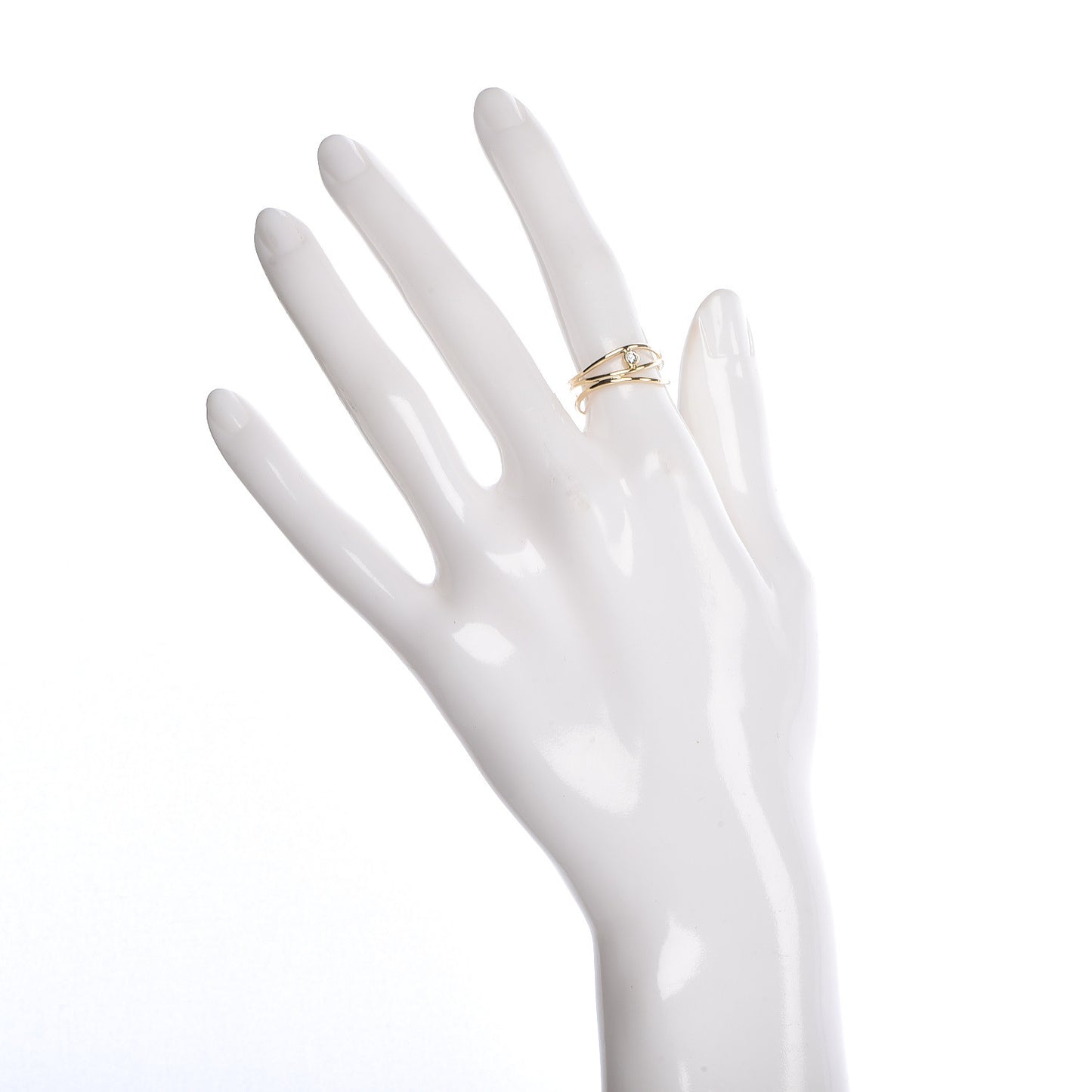 18K Yellow Gold Diamond Elsa Peretti 3 Row Wave Ring 51 5.75