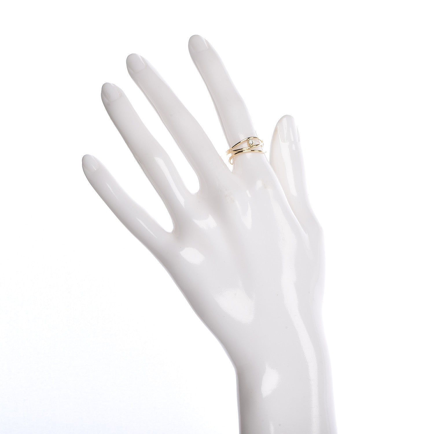 Tiffany 18K Yellow Gold Diamond Elsa Peretti 3 Row Wave Ring 51 5.75 2 of 7