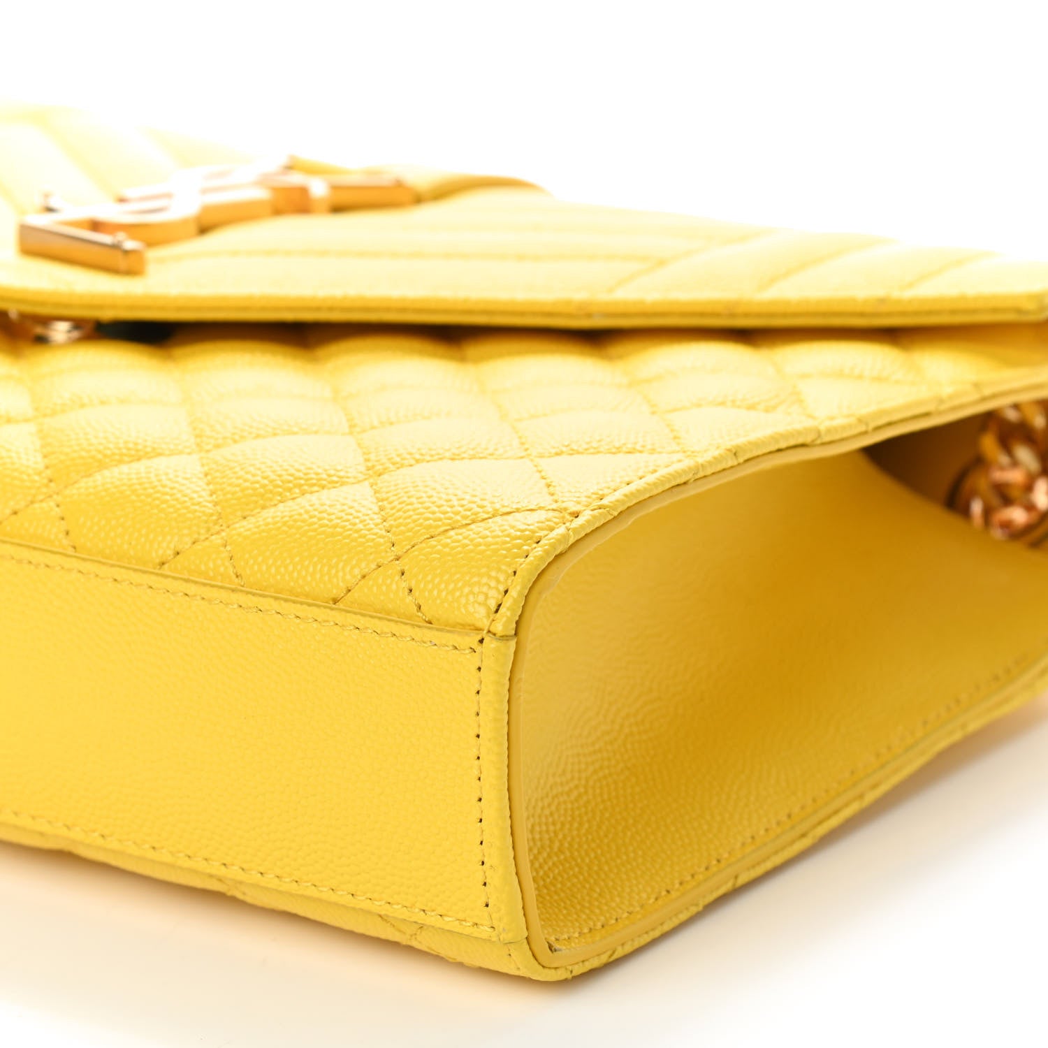 Saint Laurent Grain De Poudre Textured Mixed Matelasse Triquilt Medium Monogram Satchel Mimosa 6 of 8