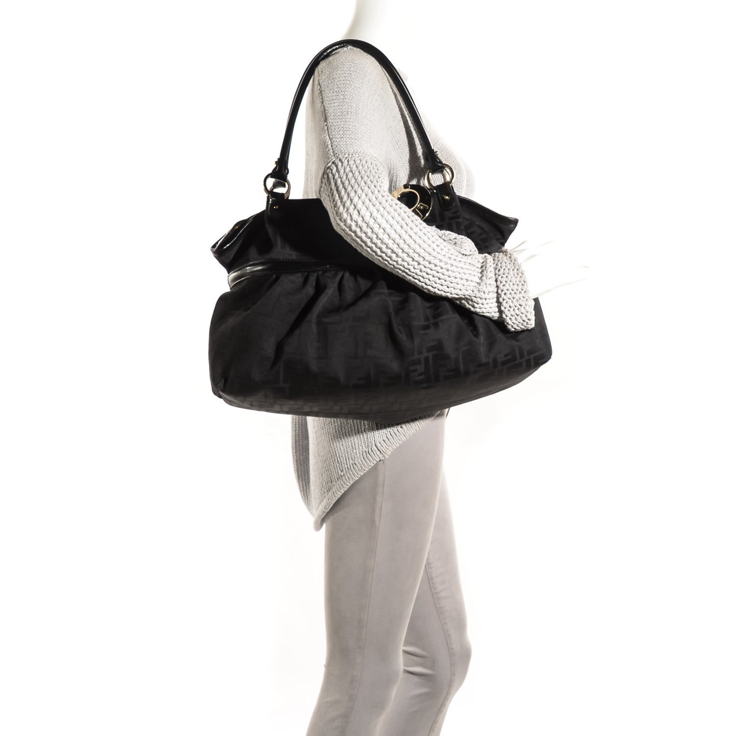Fendi Zucca Large Chef Shopper Tote Black 2 of 9