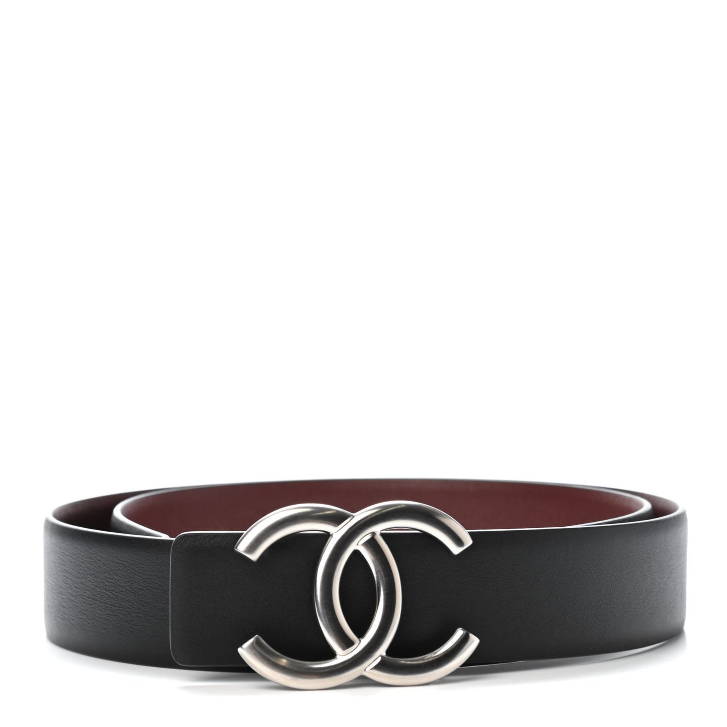 Calfskin CC Reversible Belt 75 30 Black Burgundy