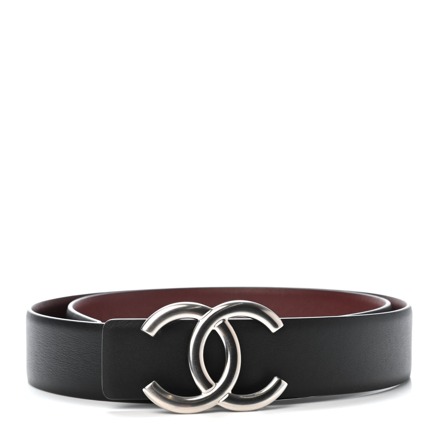 Chanel Calfskin CC Reversible Belt 75 30 Black Burgundy 1 of 4
