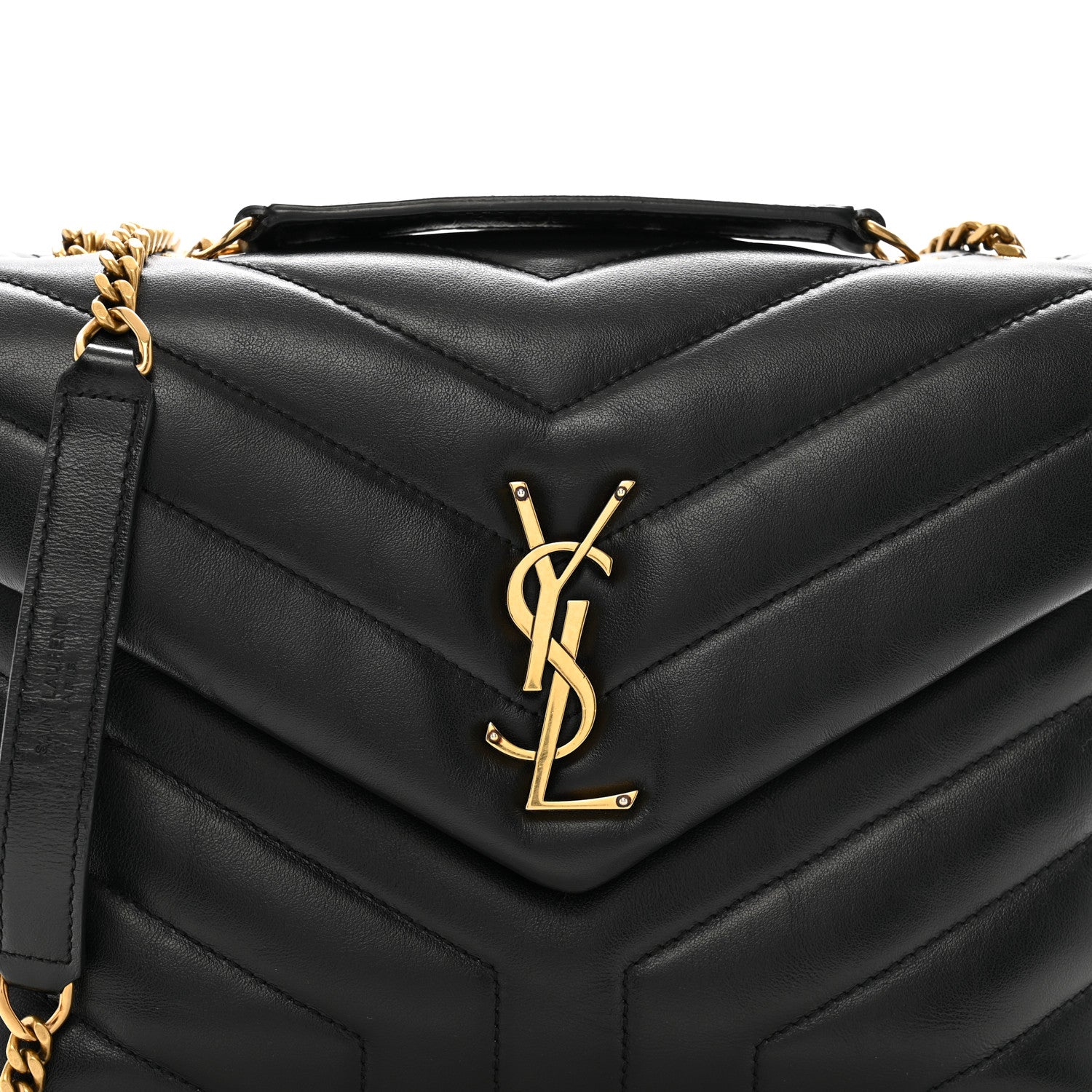 Saint Laurent Calfskin Y Quilted Monogram Small Loulou Chain Satchel Black 8 of 11