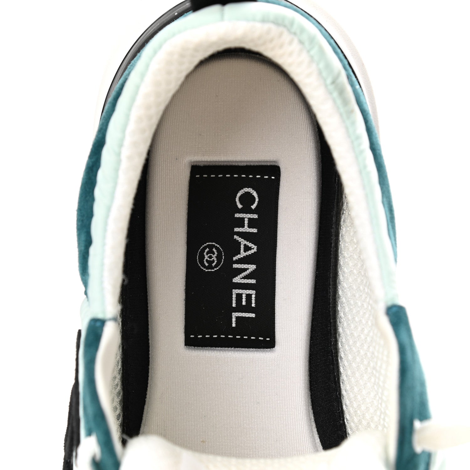 Chanel Nylon Suede Calfskin CC Sneakers 38.5 Green Light Green 6 of 10