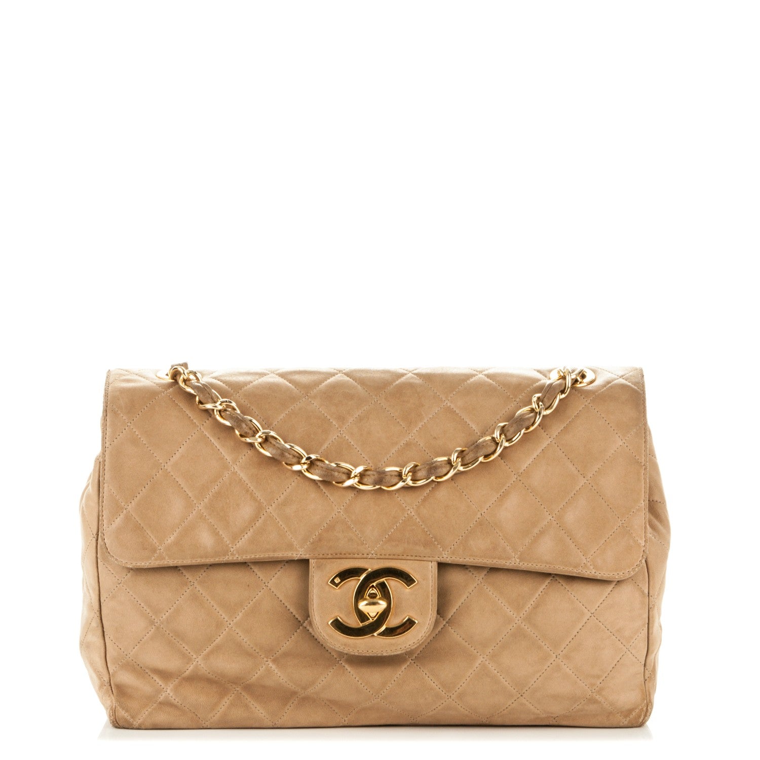 Chanel Lambskin Quilted Jumbo Single Flap Beige 1 of 10