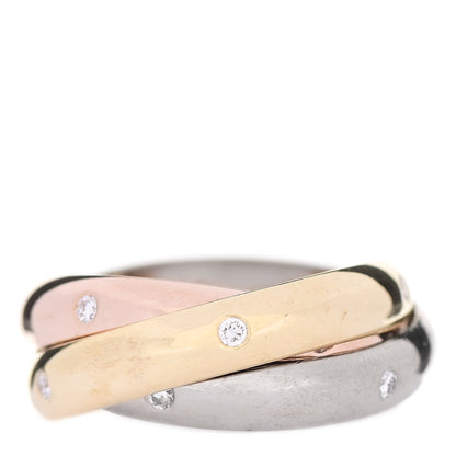 Cartier 18K Pink Yellow White Gold Diamond Medium Trinity Ring 53 6.25 2 of 5