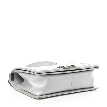 Chanel Metallic Calfskin Quilted Medium Boy Flap Silver 4 of 11