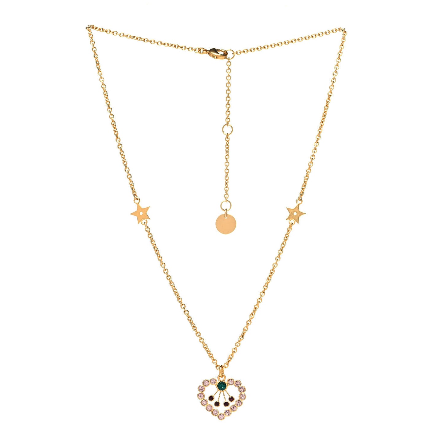 Crystal Heart Necklace Gold