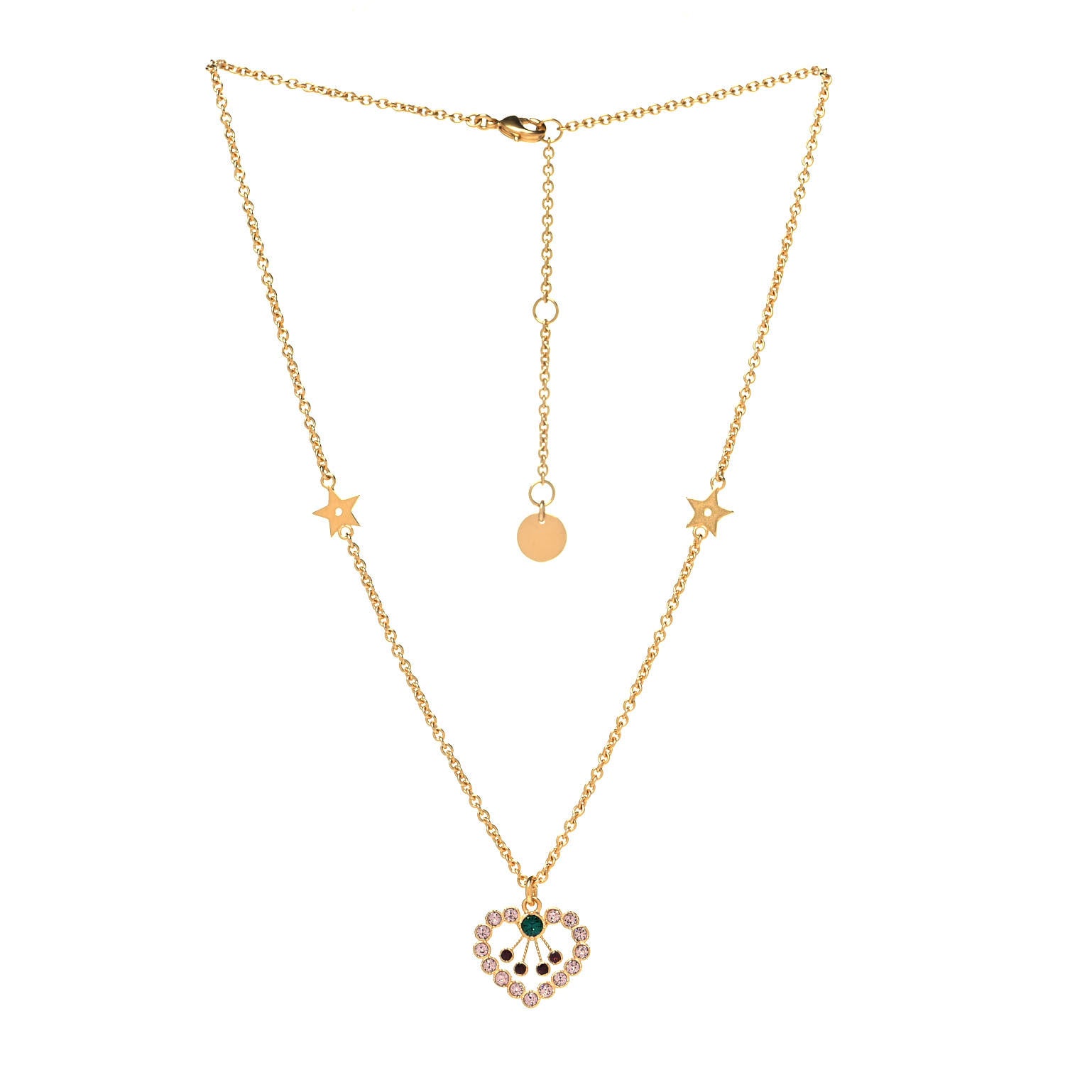 Christian Dior Crystal Heart Necklace Gold 3 of 5