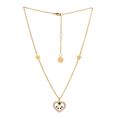 Christian Dior Crystal Heart Necklace Gold 3 of 5