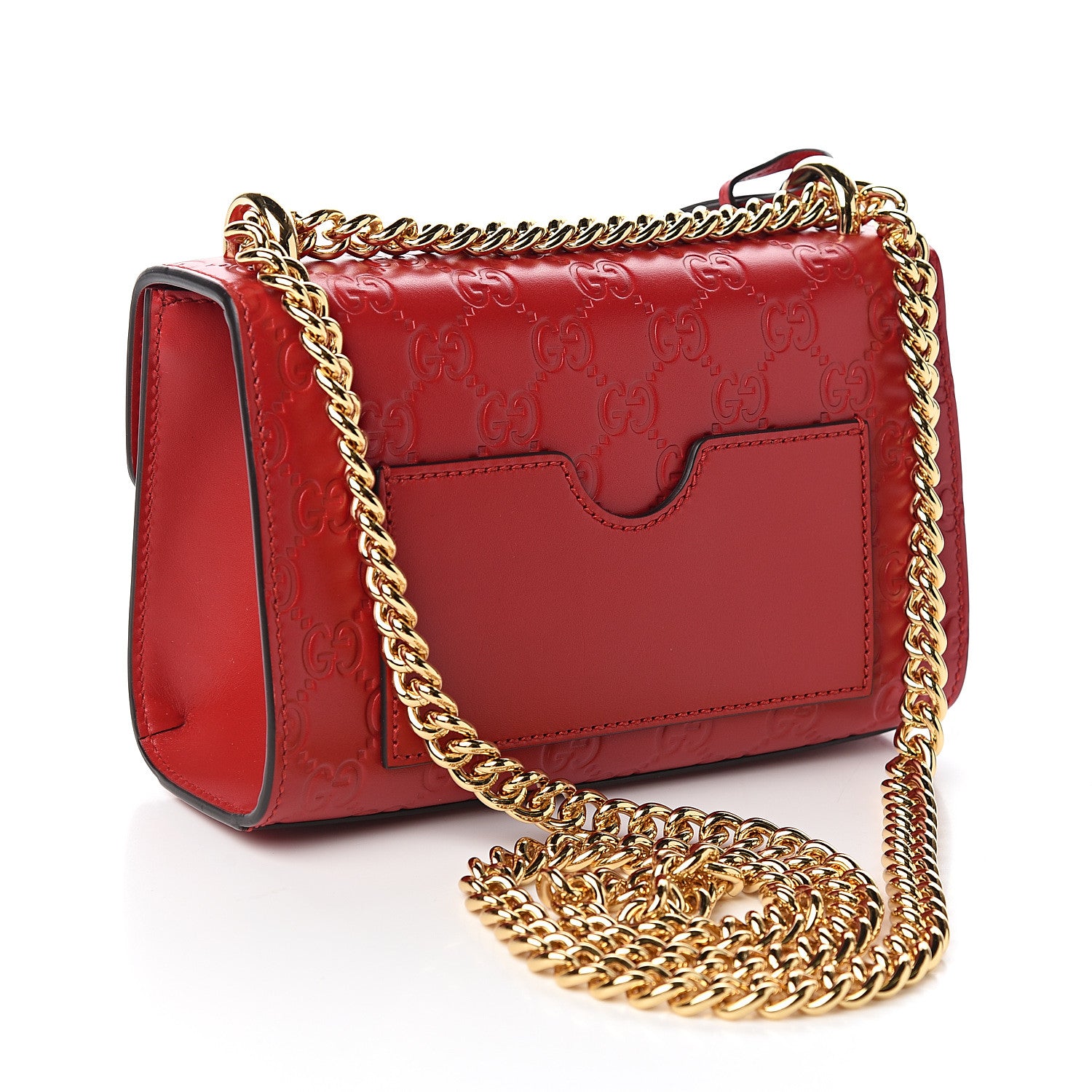 Gucci Guccissima Small Padlock Shoulder Bag Hibiscus Red 2 of 9