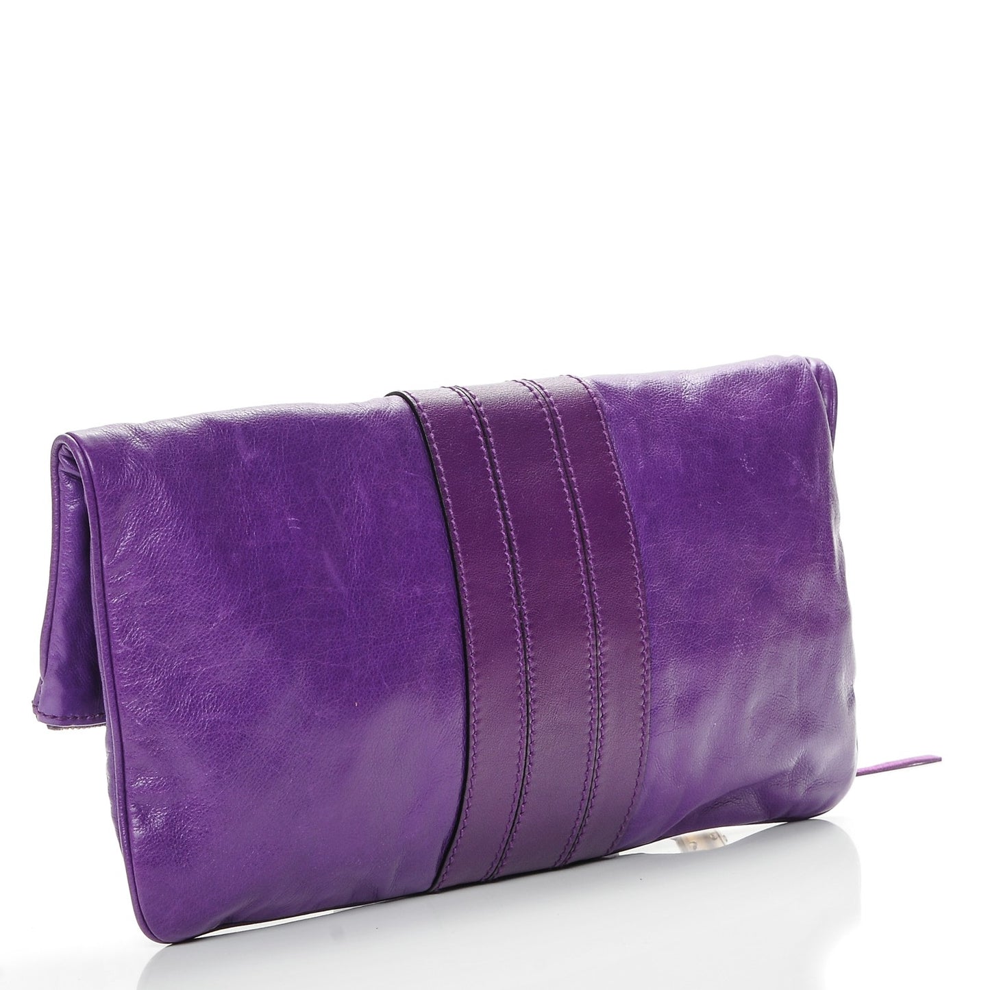 Calfskin Lucy Folded Clutch Purple