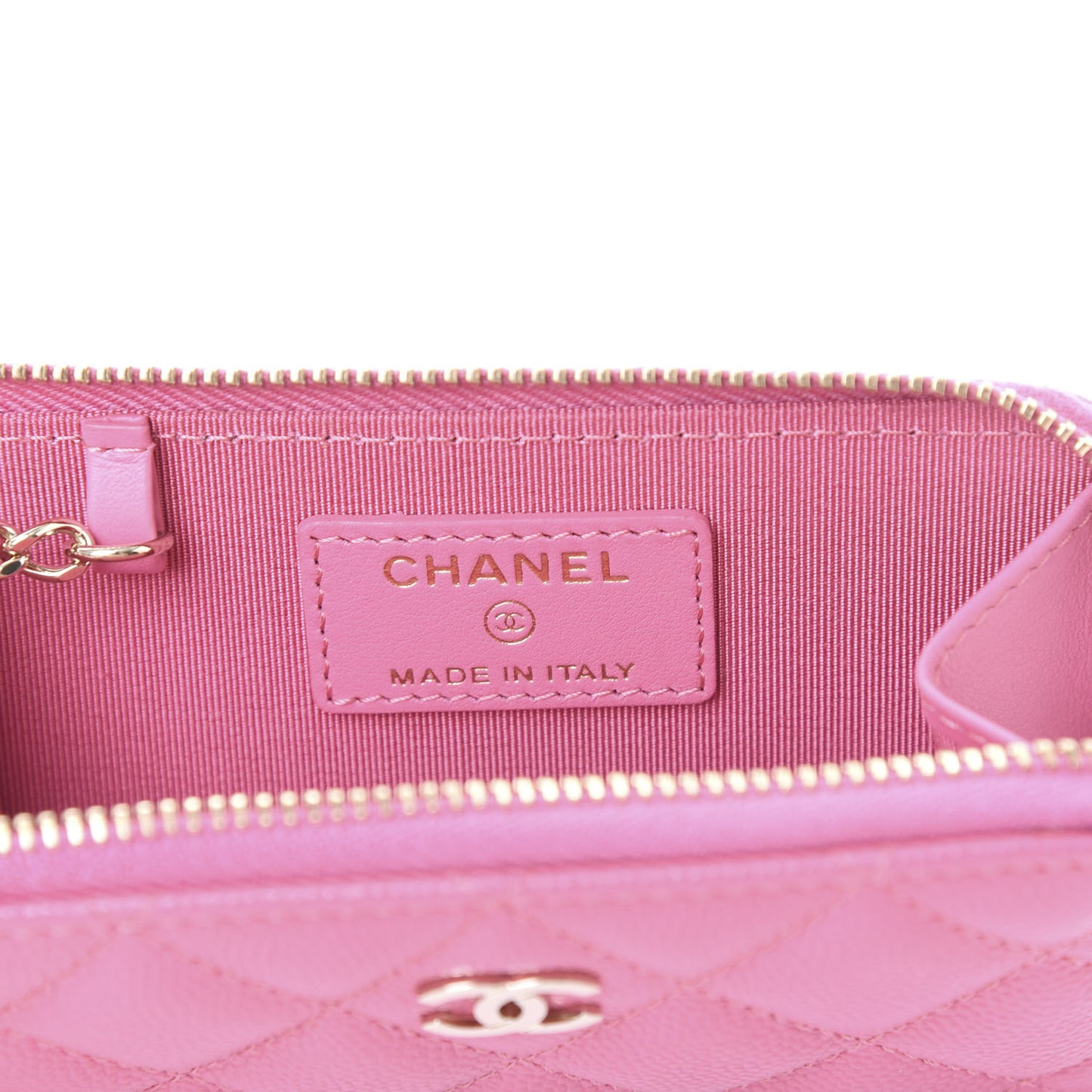 Caviar Quilted Key Holder Case Pink