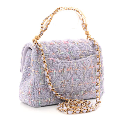 Chanel Tweed Quilted Pearl Twist Mini Rectangular Flap Purple 3 of 11