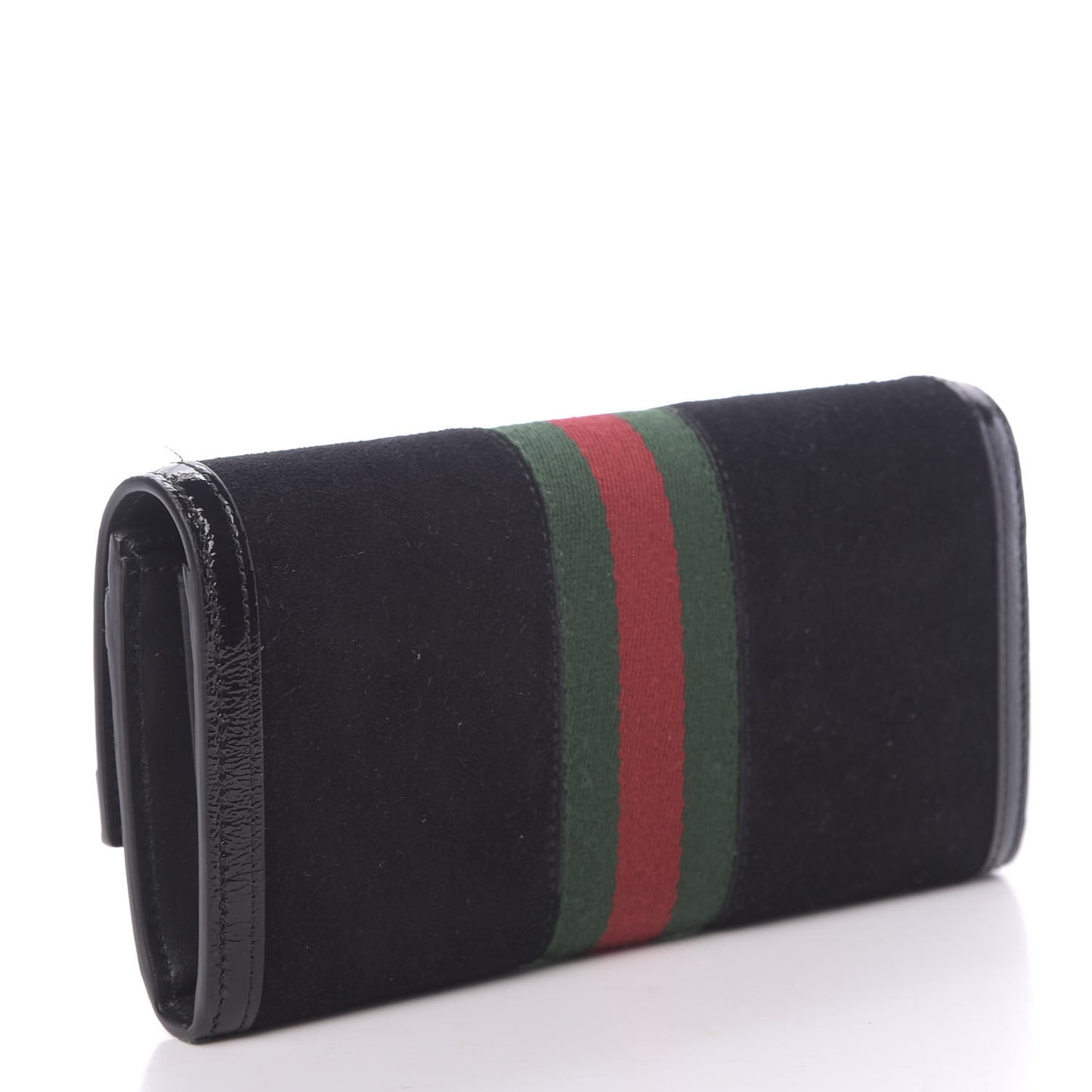 Suede Patent GG Web Ophidia Continental Wallet Black