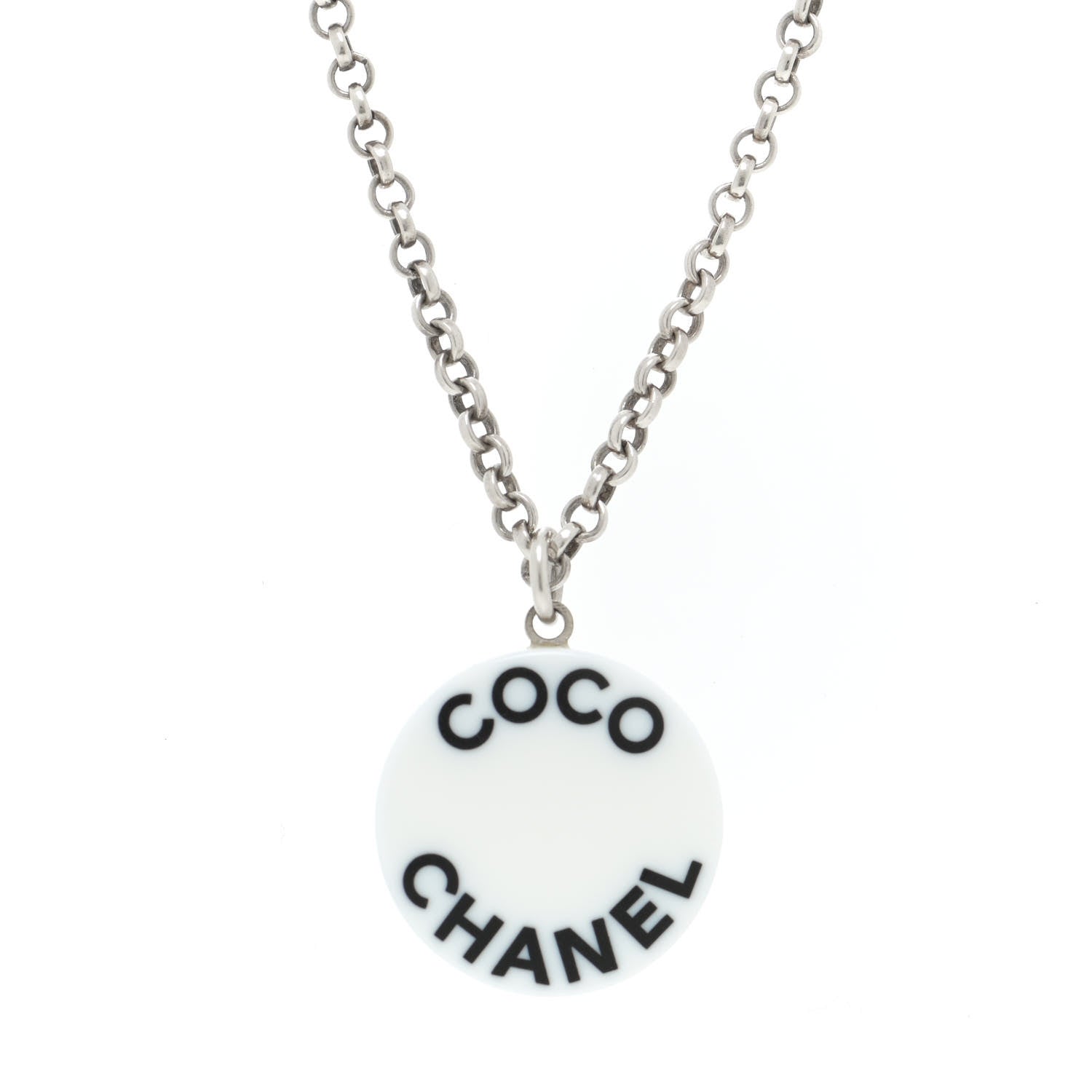 Chanel Resin Coco CC Necklace Silver 4 of 6
