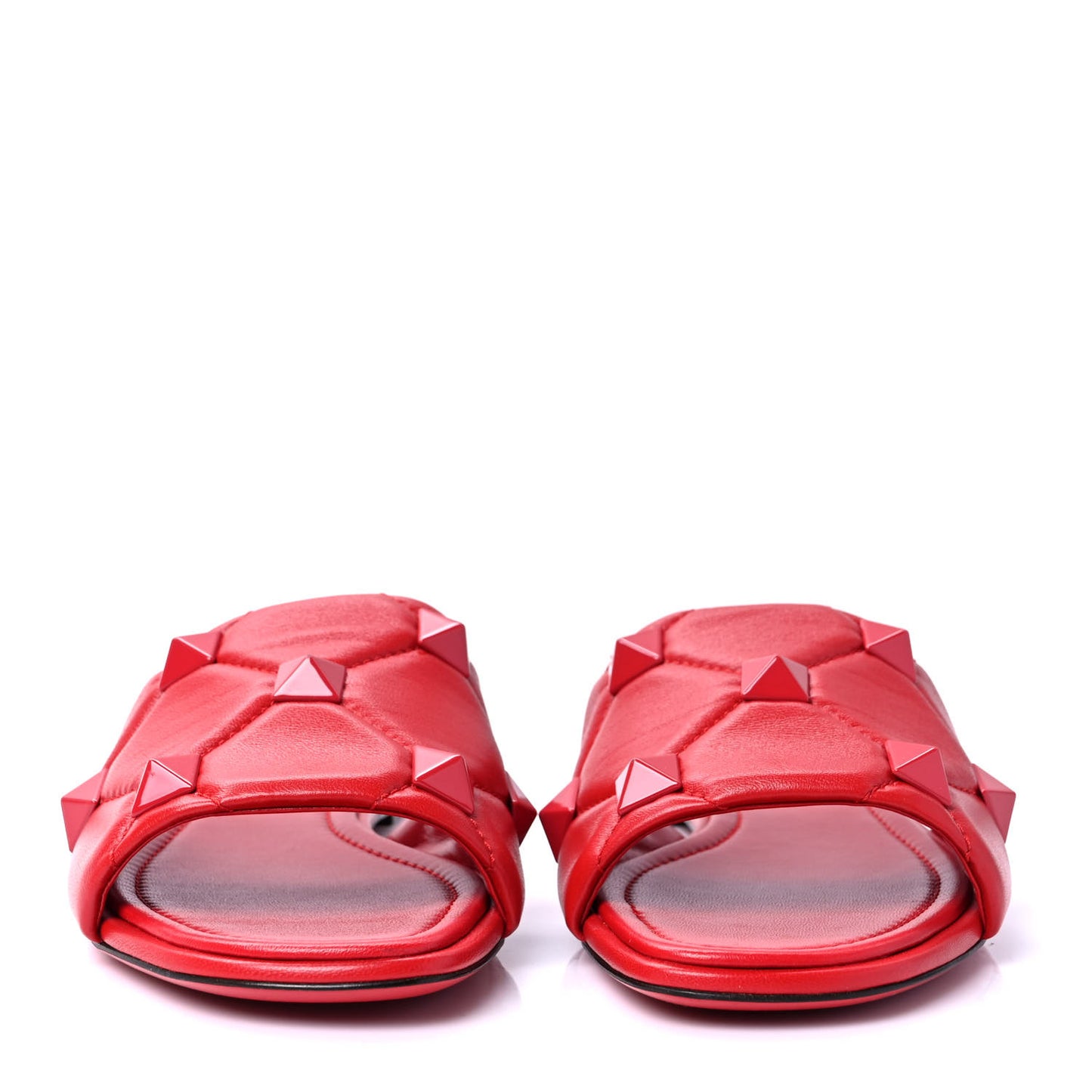 Nappa Monochrome Roman Stud Flat Slide Sandals 41 Rouge Pur