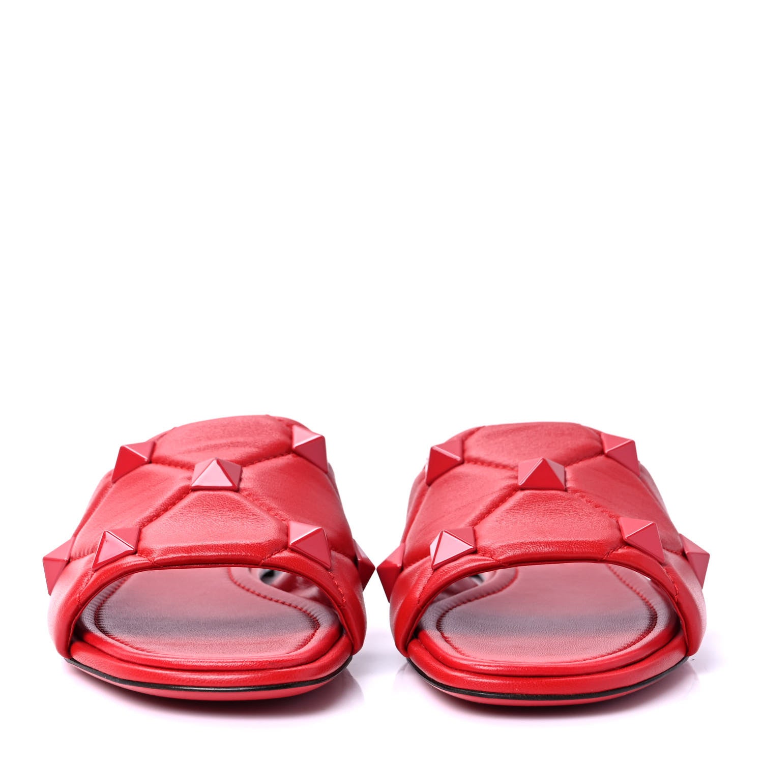 Valentino Garavani Nappa Monochrome Roman Stud Flat Slide Sandals 41 Rouge Pur 2 of 9