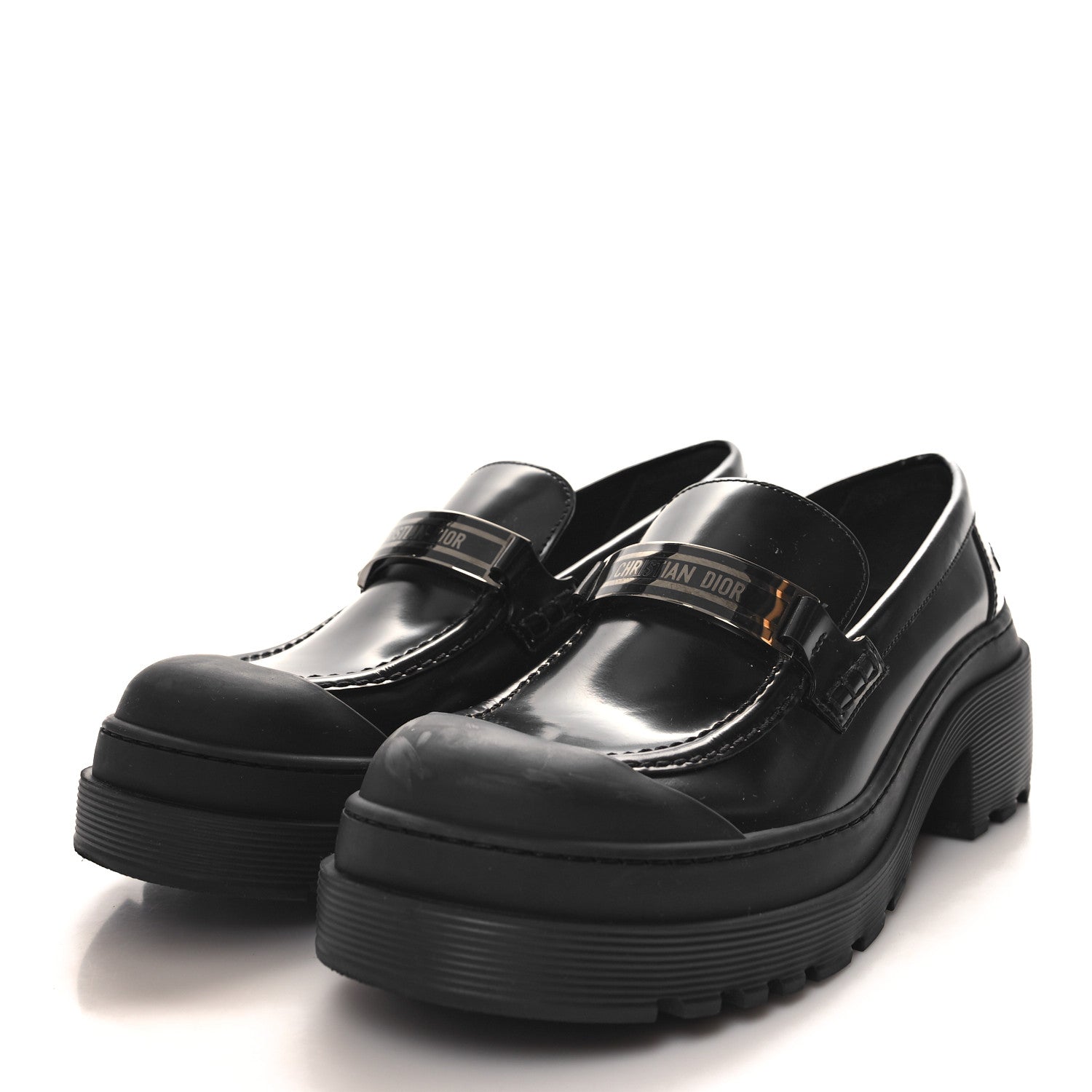 Christian Dior Brushed Calfskin Dior Code Lug Sole Platform 35mm Loafers 40 Black 3 of 8