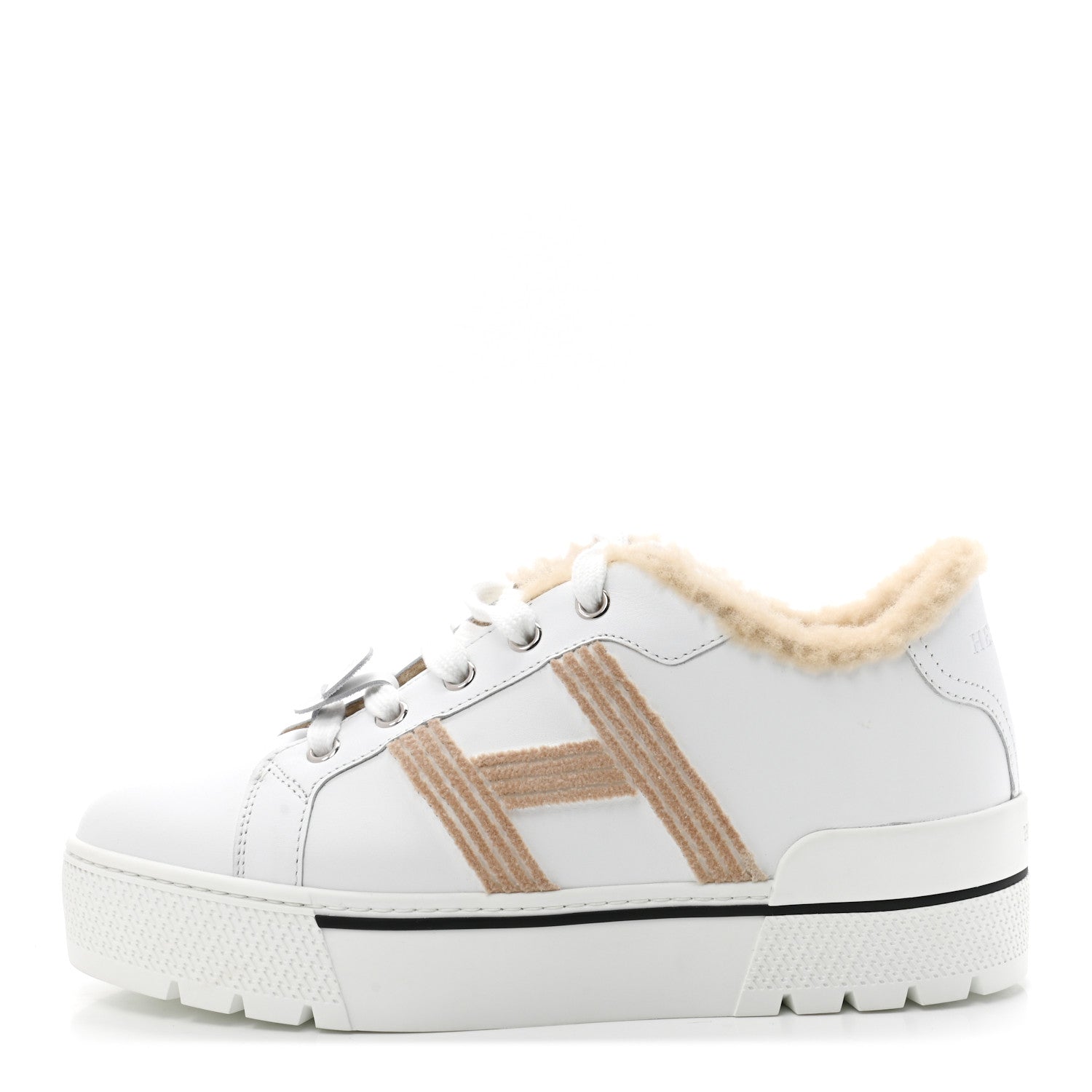 Hermes Calfskin Wool Dare Sneakers 36 White Ecru 1 of 7
