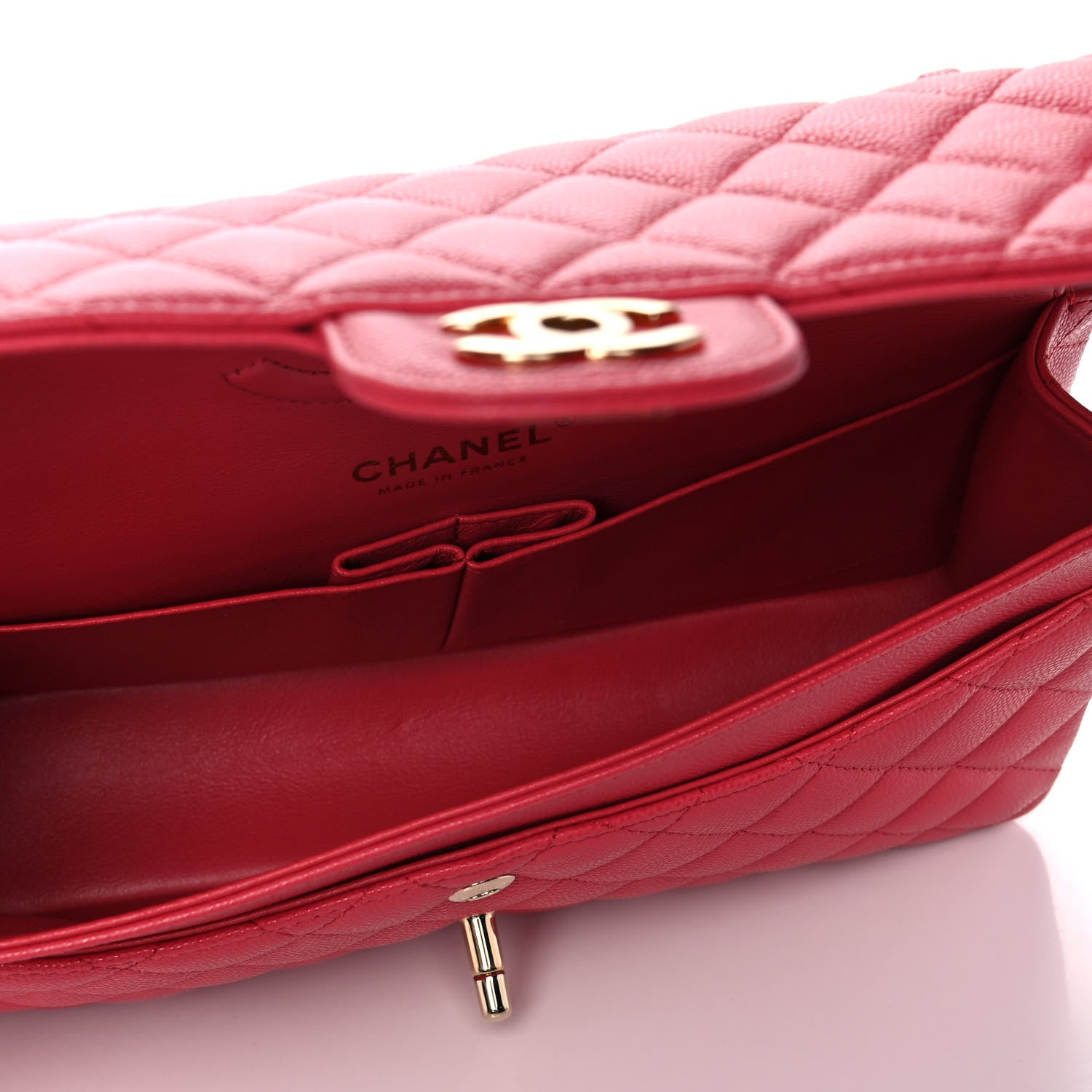 Chanel Metallic Caviar Quilted Medium Double Flap Dark Pink 5 of 12