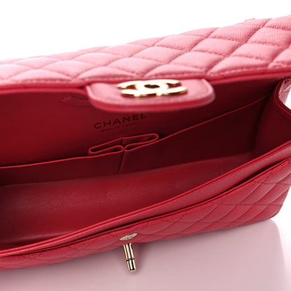 Chanel Metallic Caviar Quilted Medium Double Flap Dark Pink 5 of 12