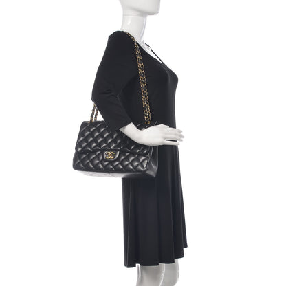 Chanel Lambskin Quilted Jumbo Double Flap Black 2 of 16