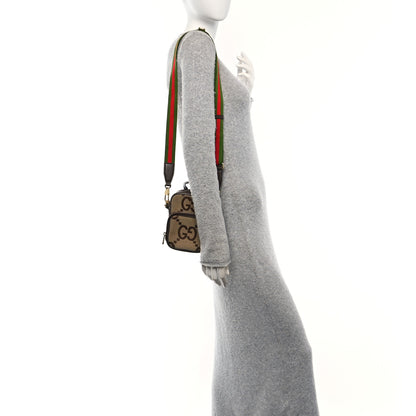 Gucci Monogram Jumbo GG Textured Dollar Calfskin Web Shoulder Bag Camel Ebony New Acero 2 of 11