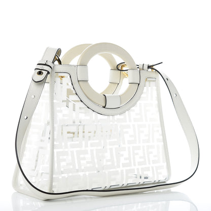 Fendi TPU FF Vitello Century Plexiglass Small Runaway Shopper Tote White 3 of 9