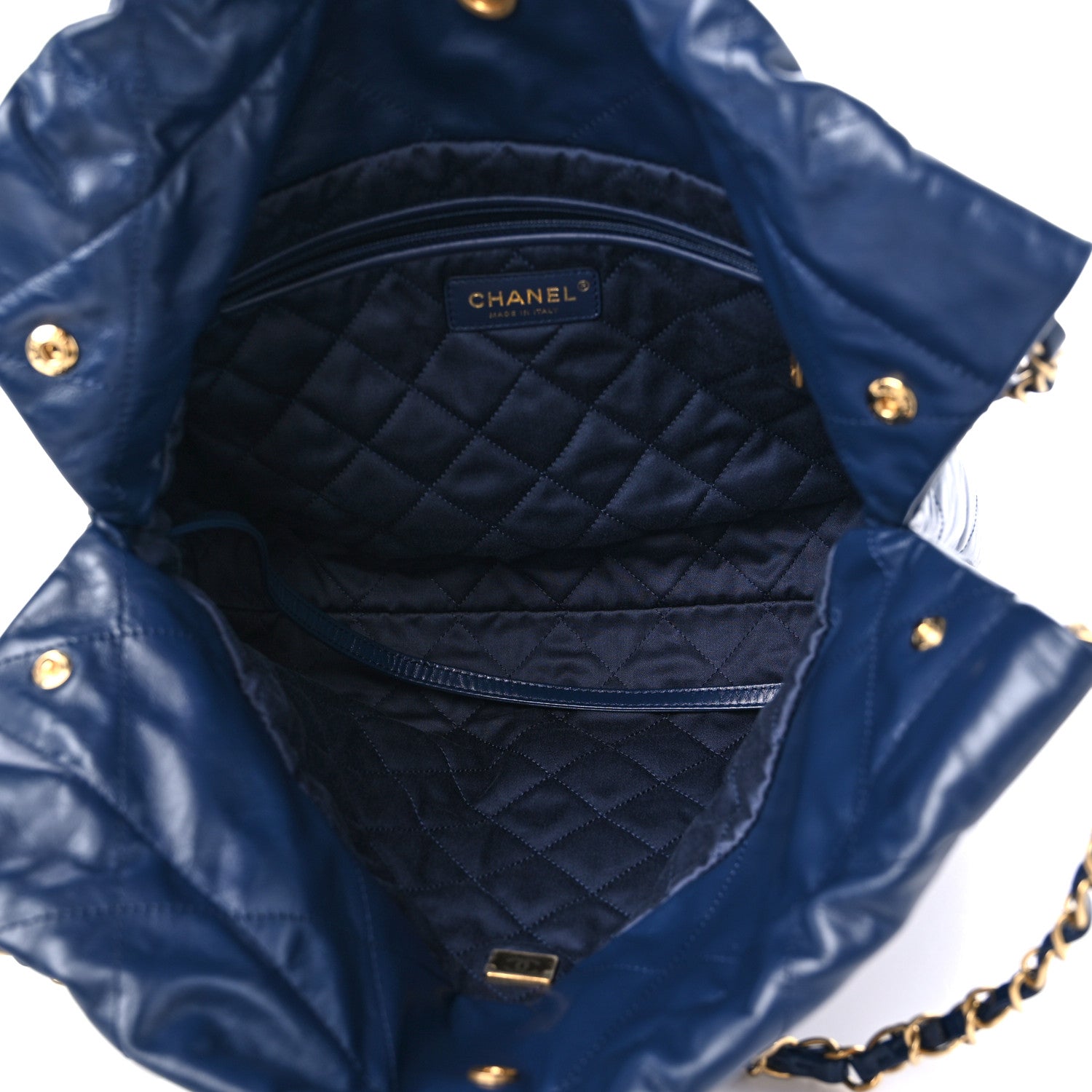 Chanel Shiny Calfskin Quilted Small Chanel 22 Navy 6 of 10