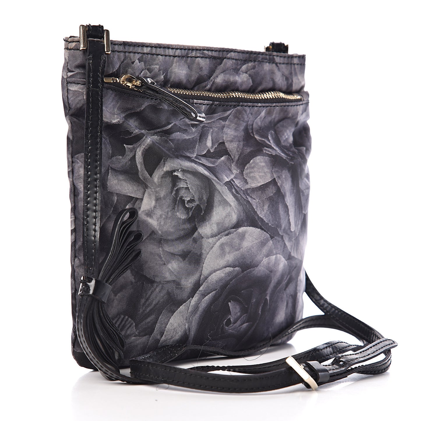 Nylon Floral Crossbody Dark Grey