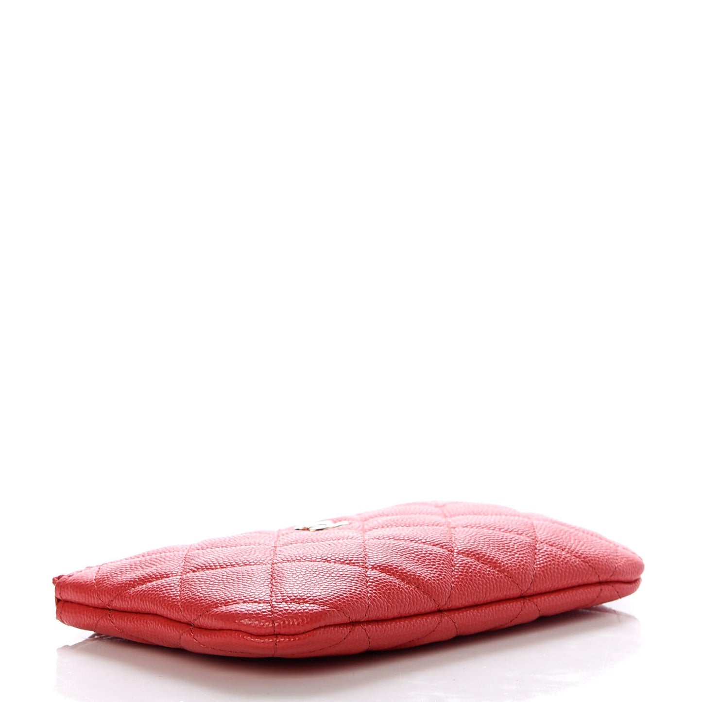 Shiny Caviar Quilted Small Cosmetic Case Red